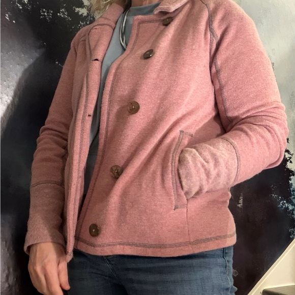 prAna Button Front Knit Jacket | Cozy PNW Layer | Pink Heather | Medium - Picture 8 of 11